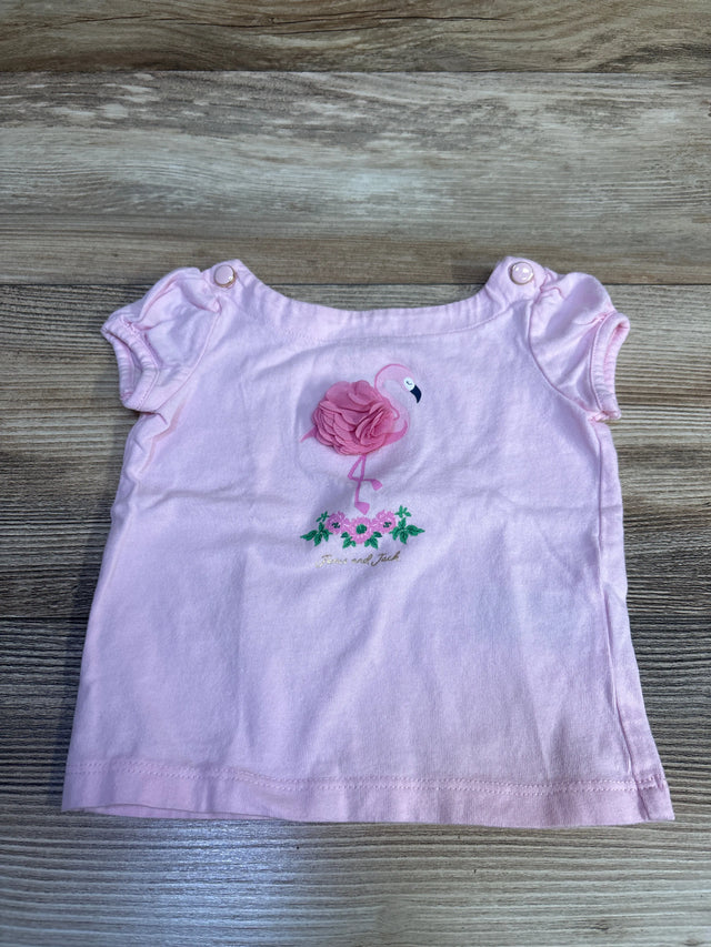 Pink baby flamingo top by Me n Mommy To Be with floral applique and embroidery