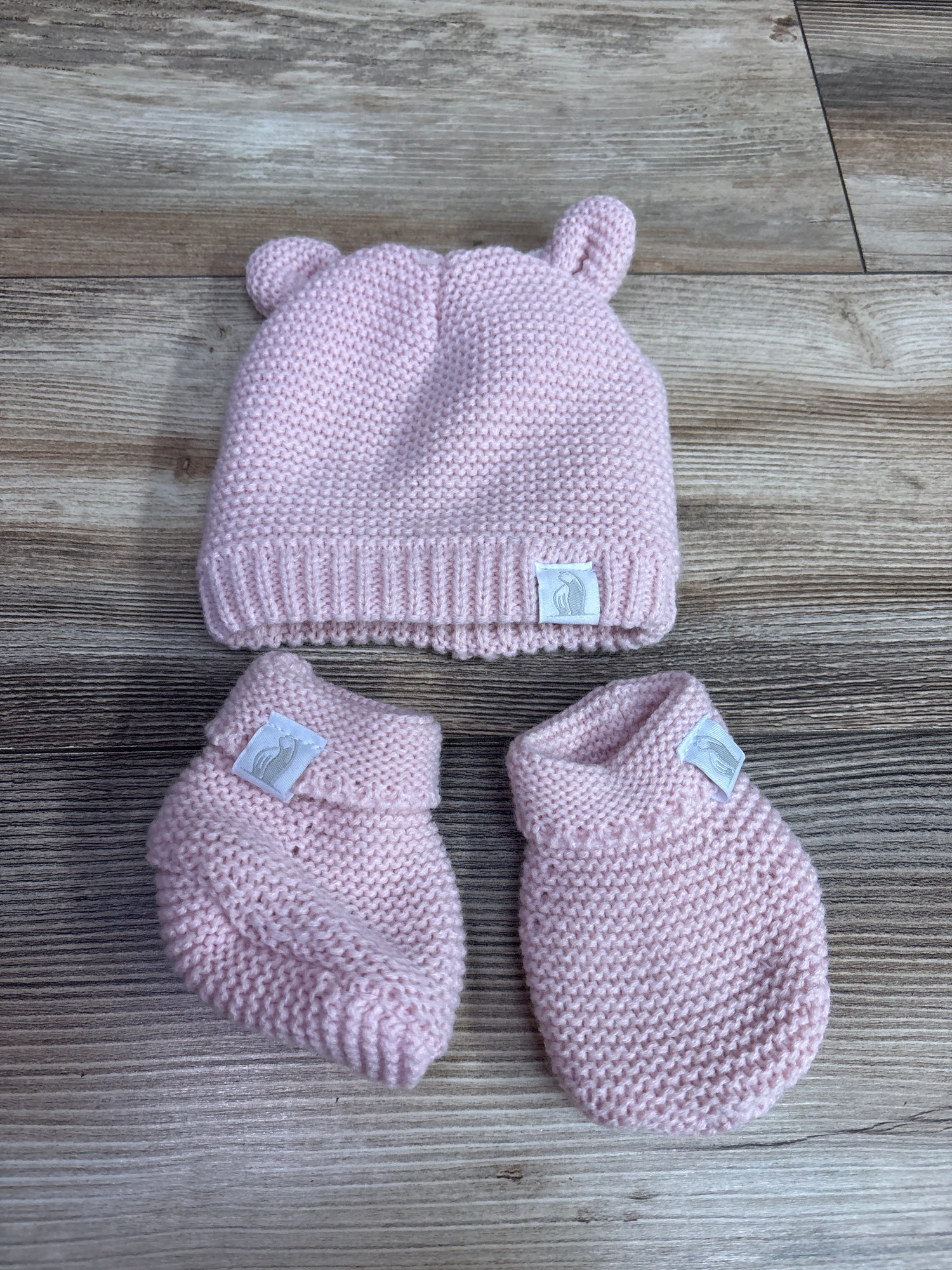 Rugged Bear 2pc Knit Hat & Booties Set Pink sz 0-6m