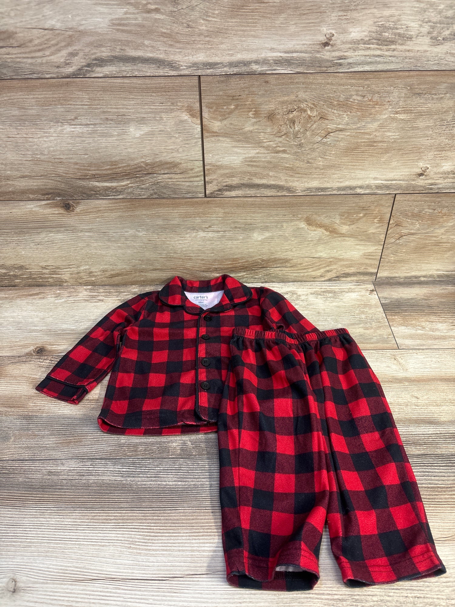 Just One You 2pc Plaid Pajama Set Red sz 12m