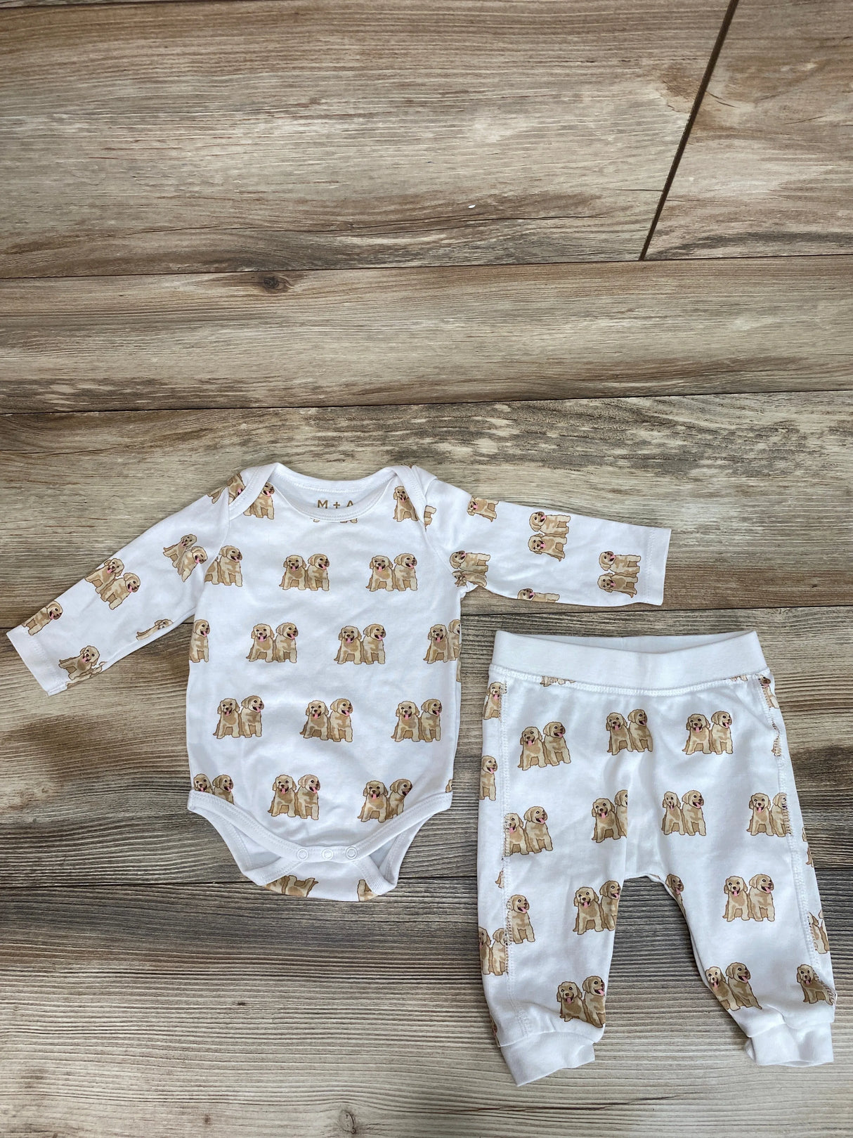 Monica + Andy Organic 2pc Double Trouble Puppies Set sz 3-6m