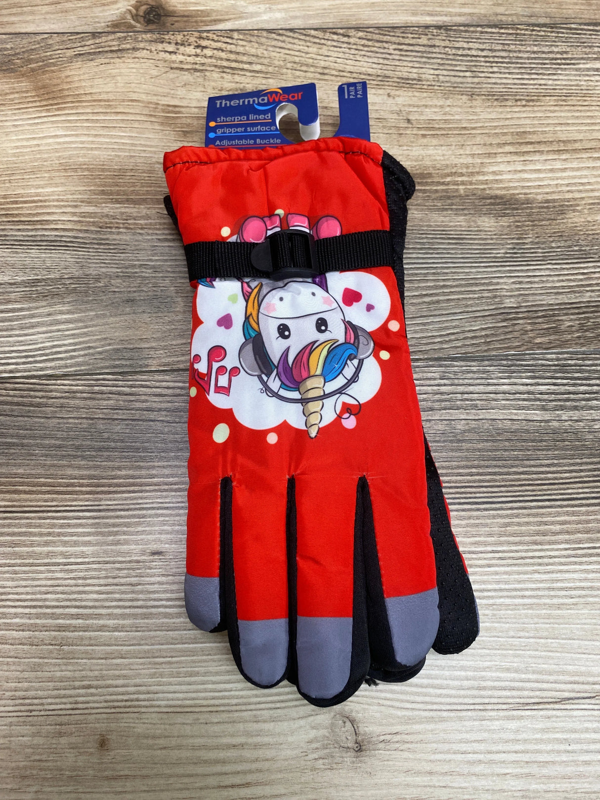 NEW ThermaWear Kid's Unicorn Winter Ski Gloves Red