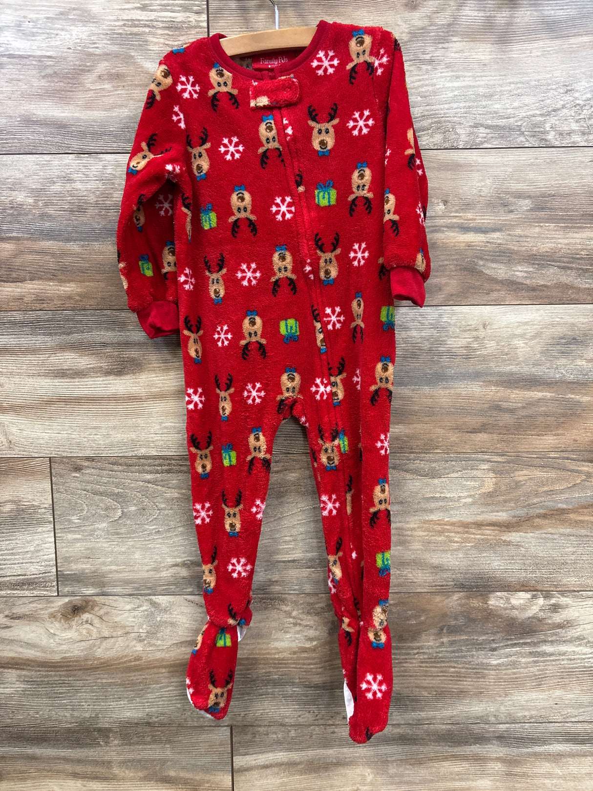 Family PJs Reindeer Plush Blanket Sleeper Red sz 24m
