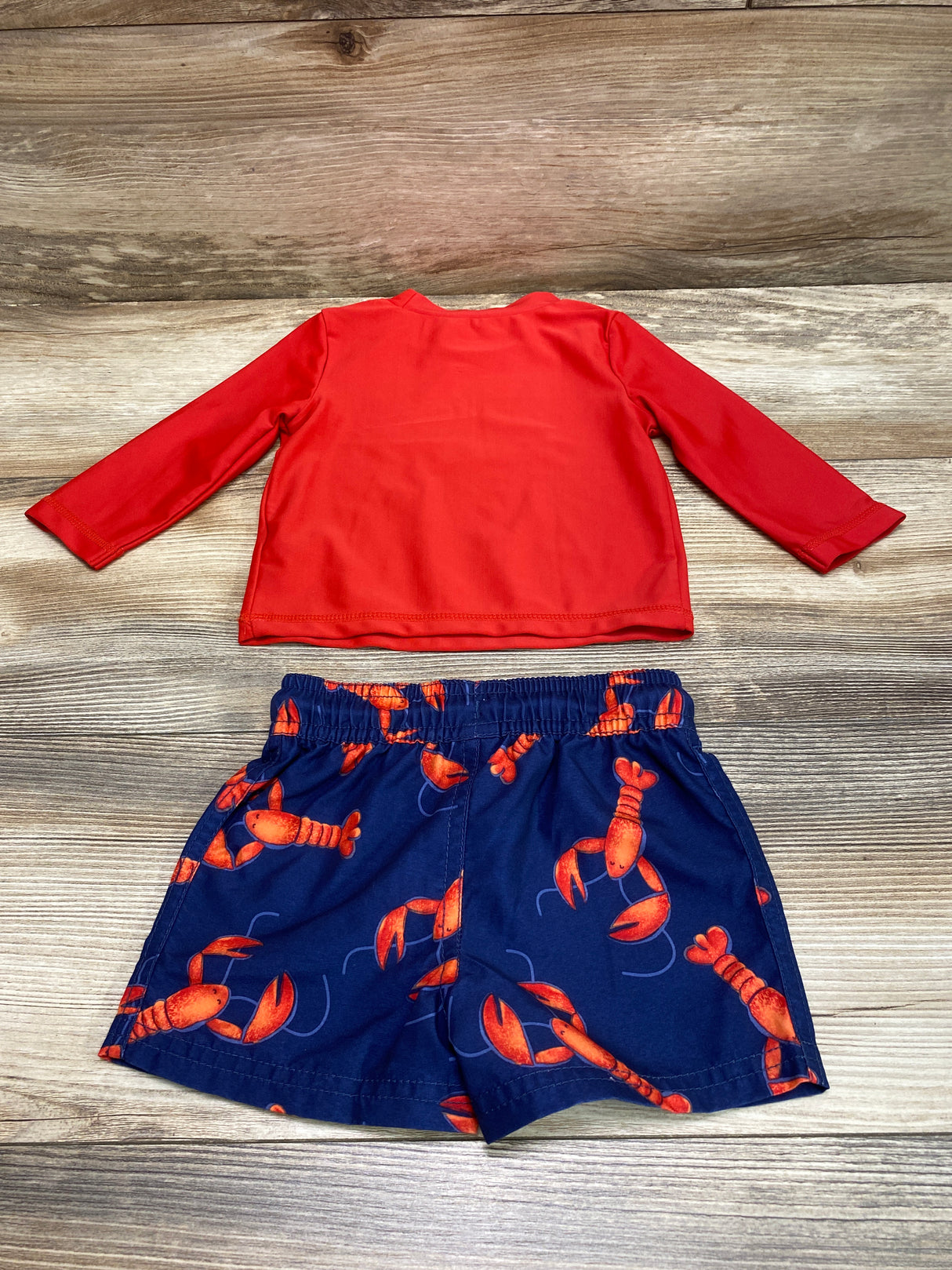 Just One You 2pc Lobster Rashguard & Swim Trunks Set Red sz 9m