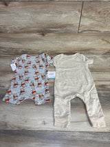 NEW Disney Baby 2pk Winnie The Pooh Rompers Oatmeal sz 3-6m