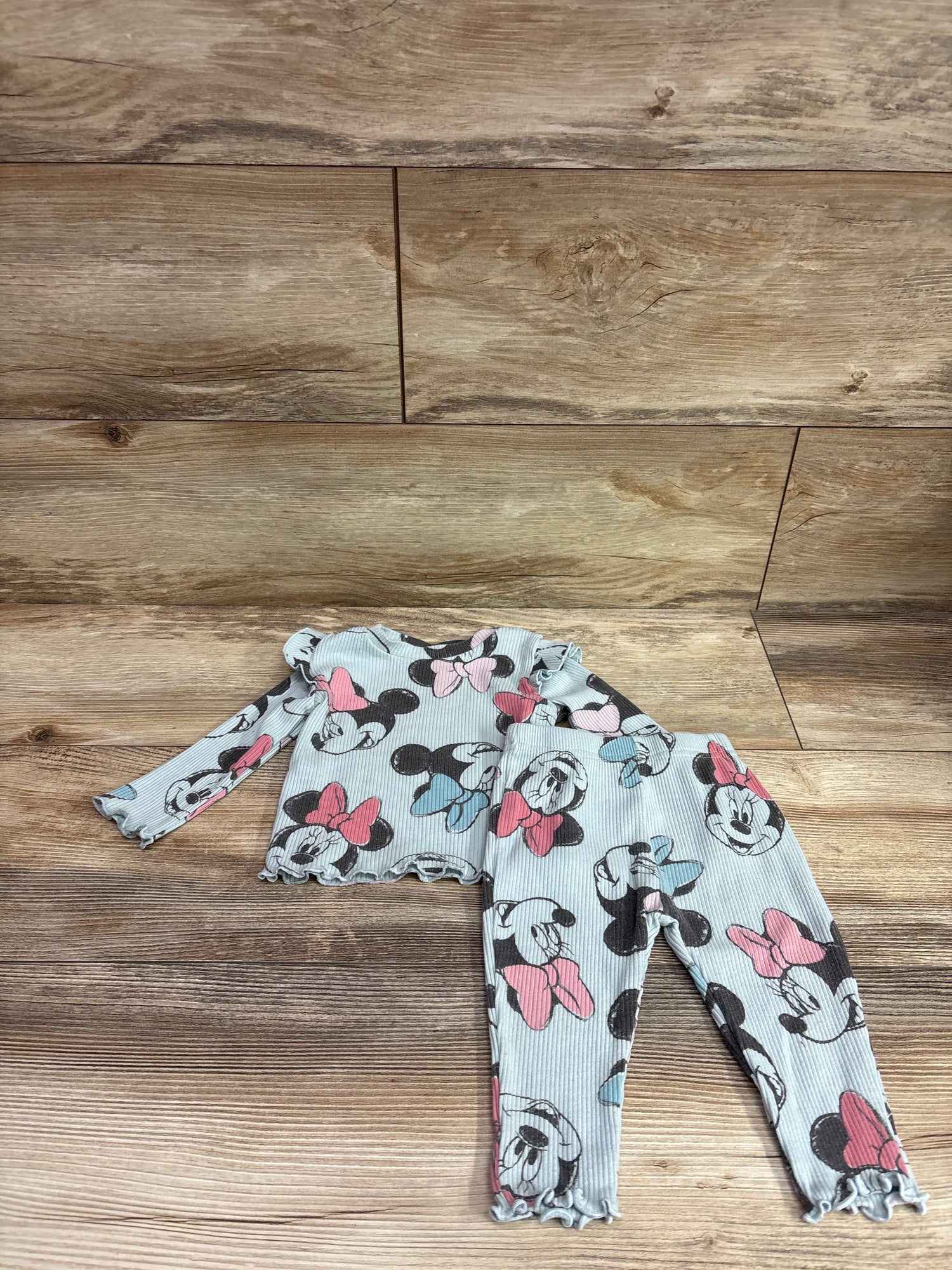 Disney Junior 2pc Ribbed Minnie Mouse Shirt & Pants Set Blue sz 6/9m