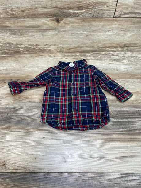 H&M Plaid Button-Up Shirt Navy sz 4-6m - Me n Mommy To Be