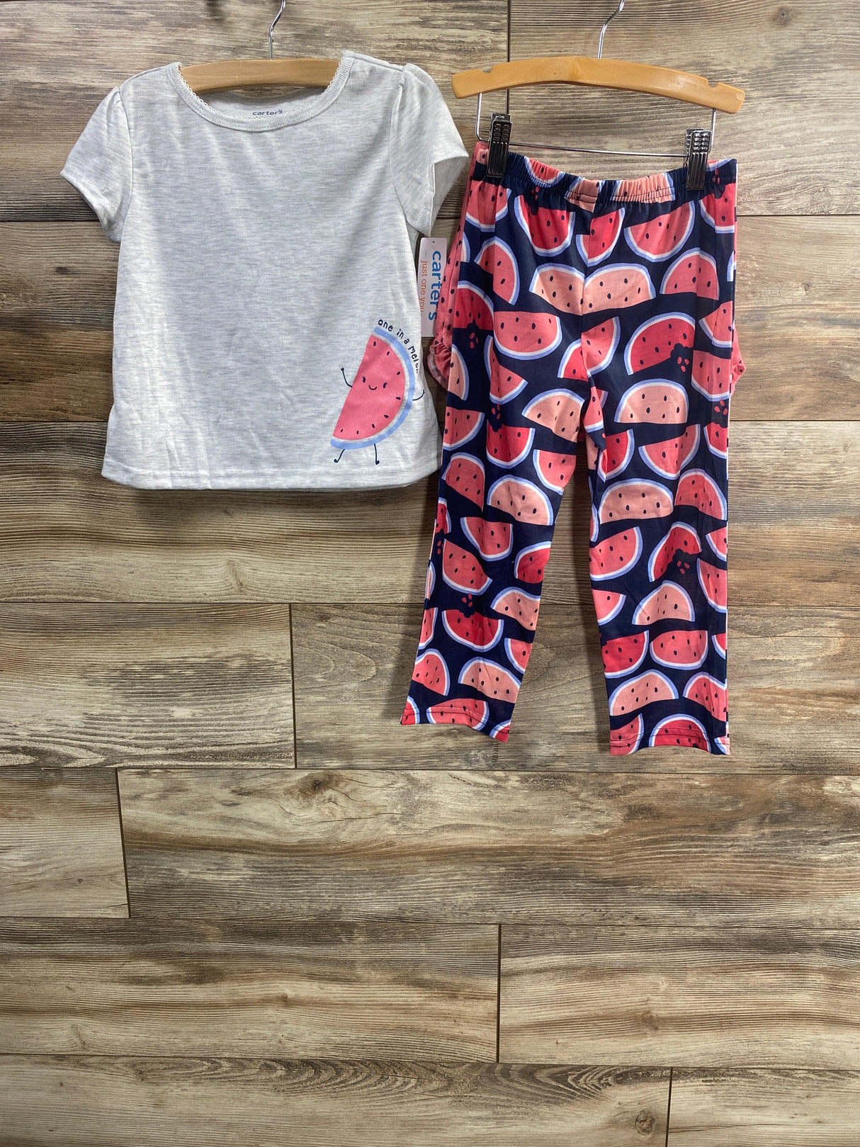 NEW Just One You Grey 3pc Watermelon Pajama Set sz 4T - Me 'n Mommy To Be