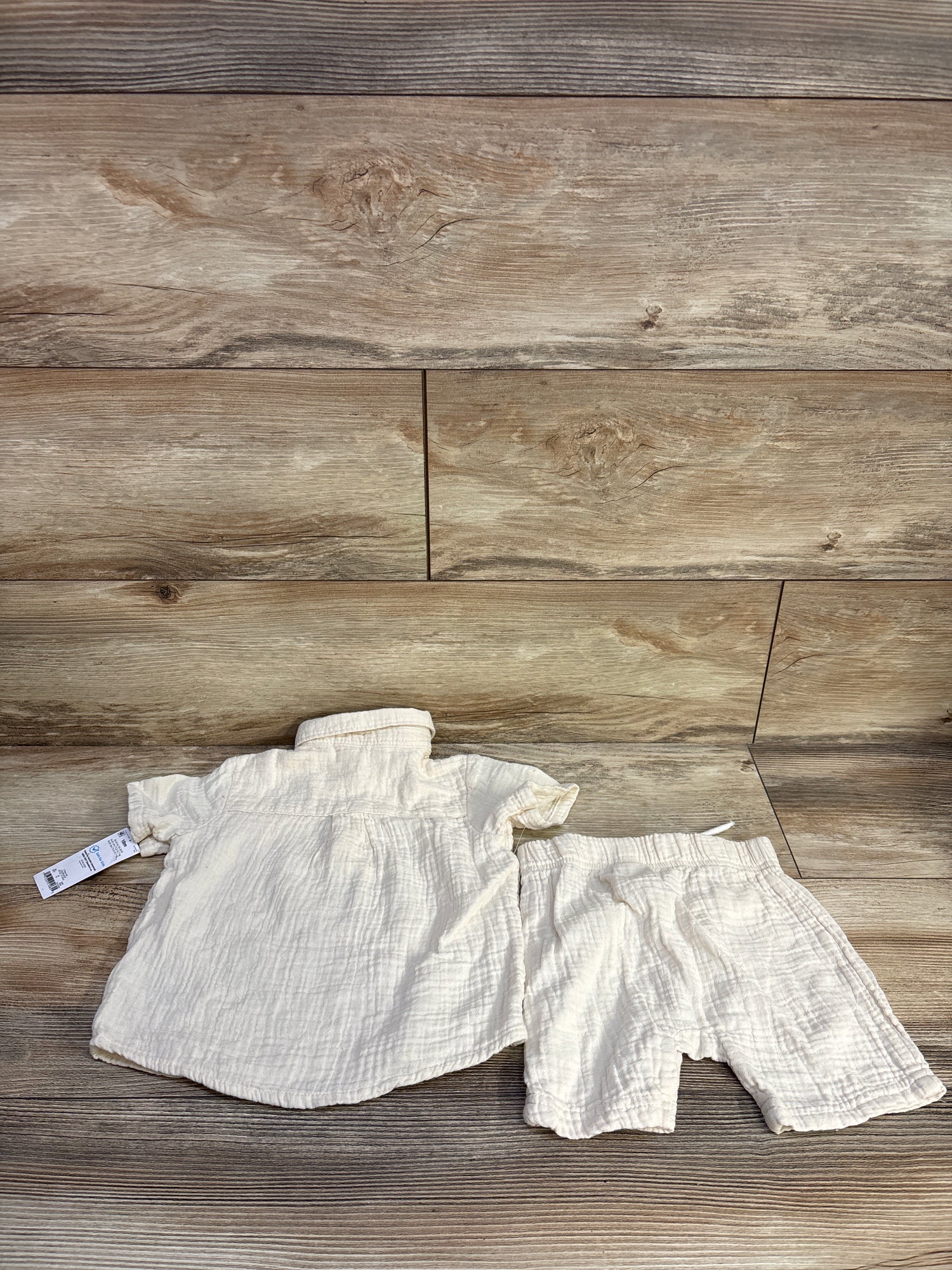 NEW Just One You 2pc Gauze Henley & Short Set Ivory sz 18m