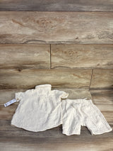 NEW Just One You 2pc Gauze Henley & Short Set Ivory sz 18m