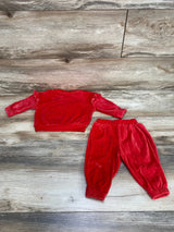 Disney 2pc Minnie Mouse Velour Sweatshirt & Pants Set Red sz 0-3m