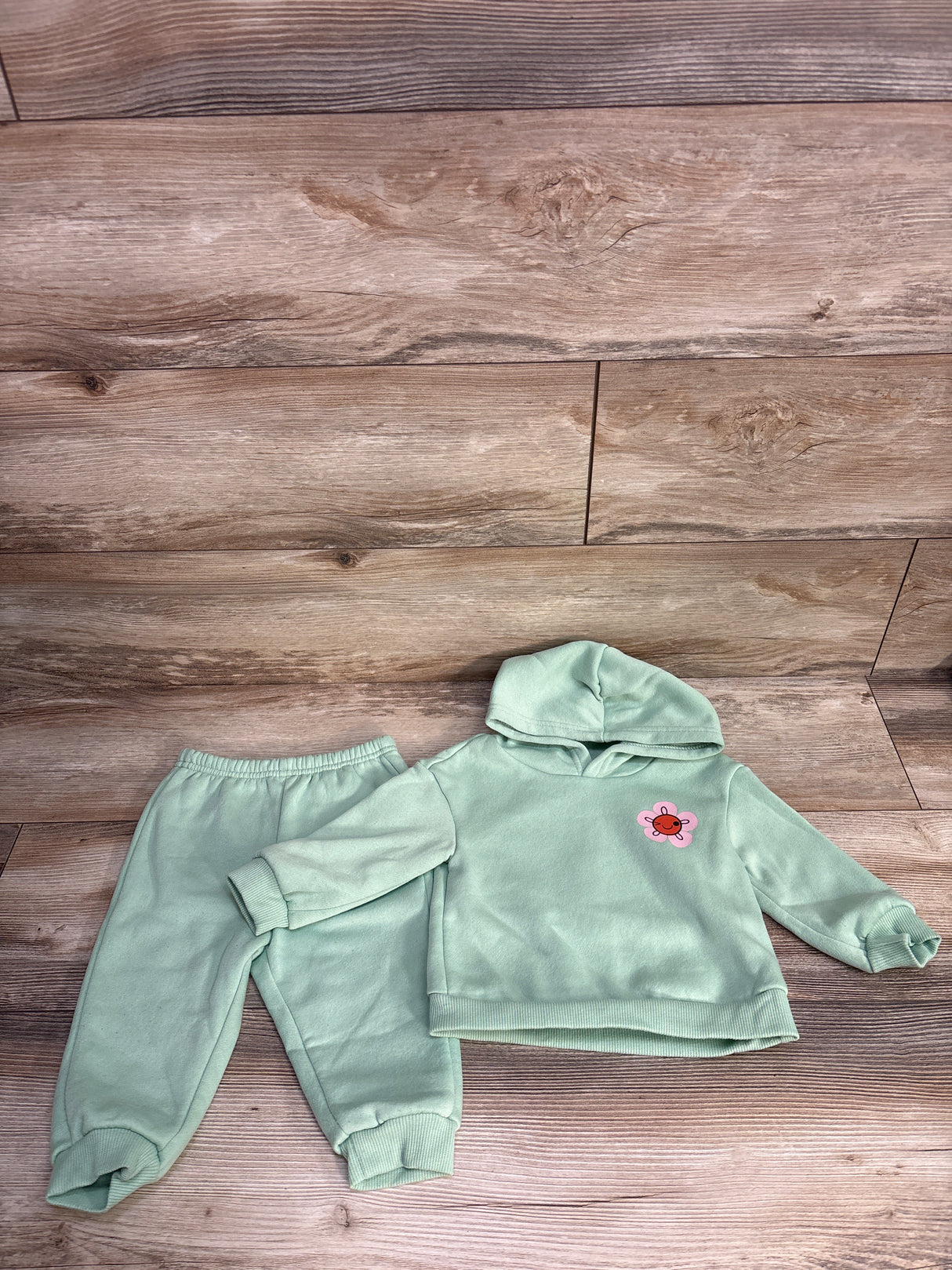 Shein 2pc Good Vibes Only Sweatshirt Set Green sz 9-12m