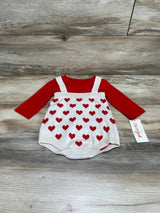 NEW Cat & Jack 2pc Shirt & Knit Heart Print Shorts Red sz 3-6m