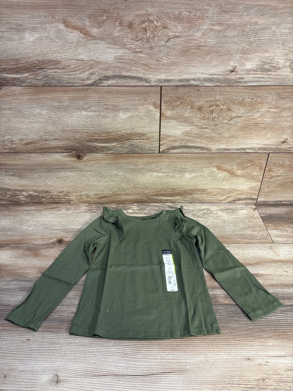 NEW Okie Dokie Ruffle Long Sleeve T-Shirt Olivine sz 4T