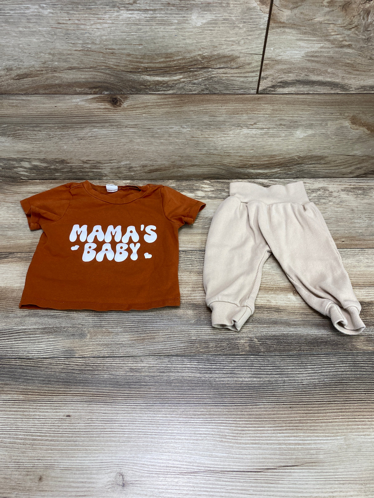 Shein 2pc Mama's Baby Shirt & Pants Brown sz 1-3m