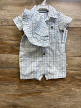 NEW Carter's 2pc Polo Shortie Romper & Bucket Hat Blue sz 9m