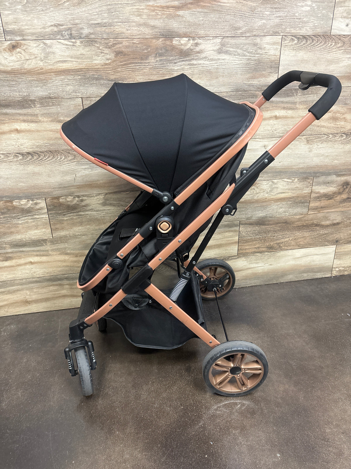 PEARLOVE 2-in-1 Foldable Stroller Pushchair with Adjustable Canopy - Black
