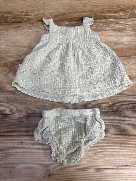 Rabbit + Bear 2pc Dress & Bloomers Green sz 6-9m - Me n Mommy To Be