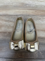 River Island Bow Mary Jane Flats Gold sz 3c
