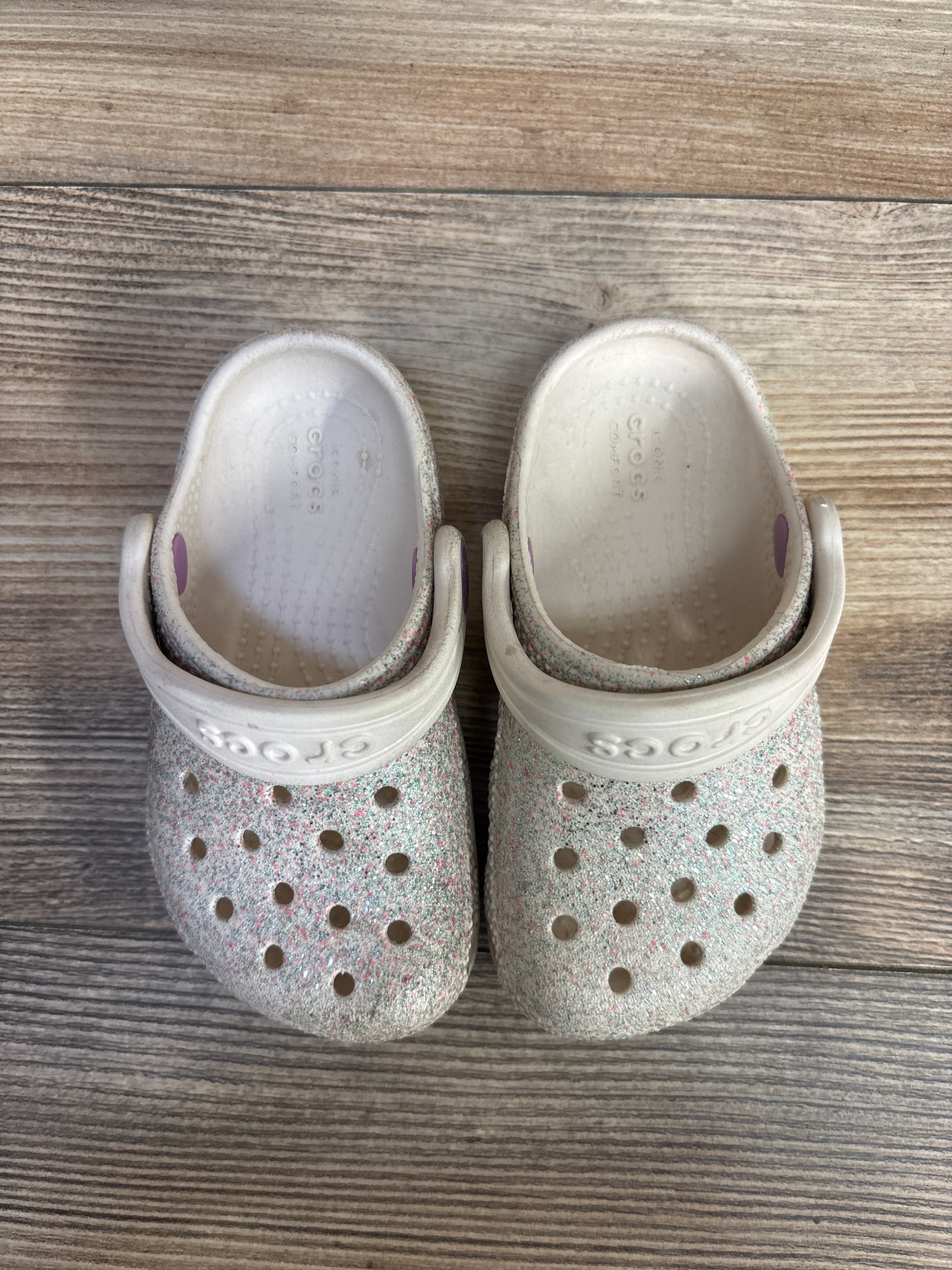 Crocs Classic Clogs White Glitter sz 7c