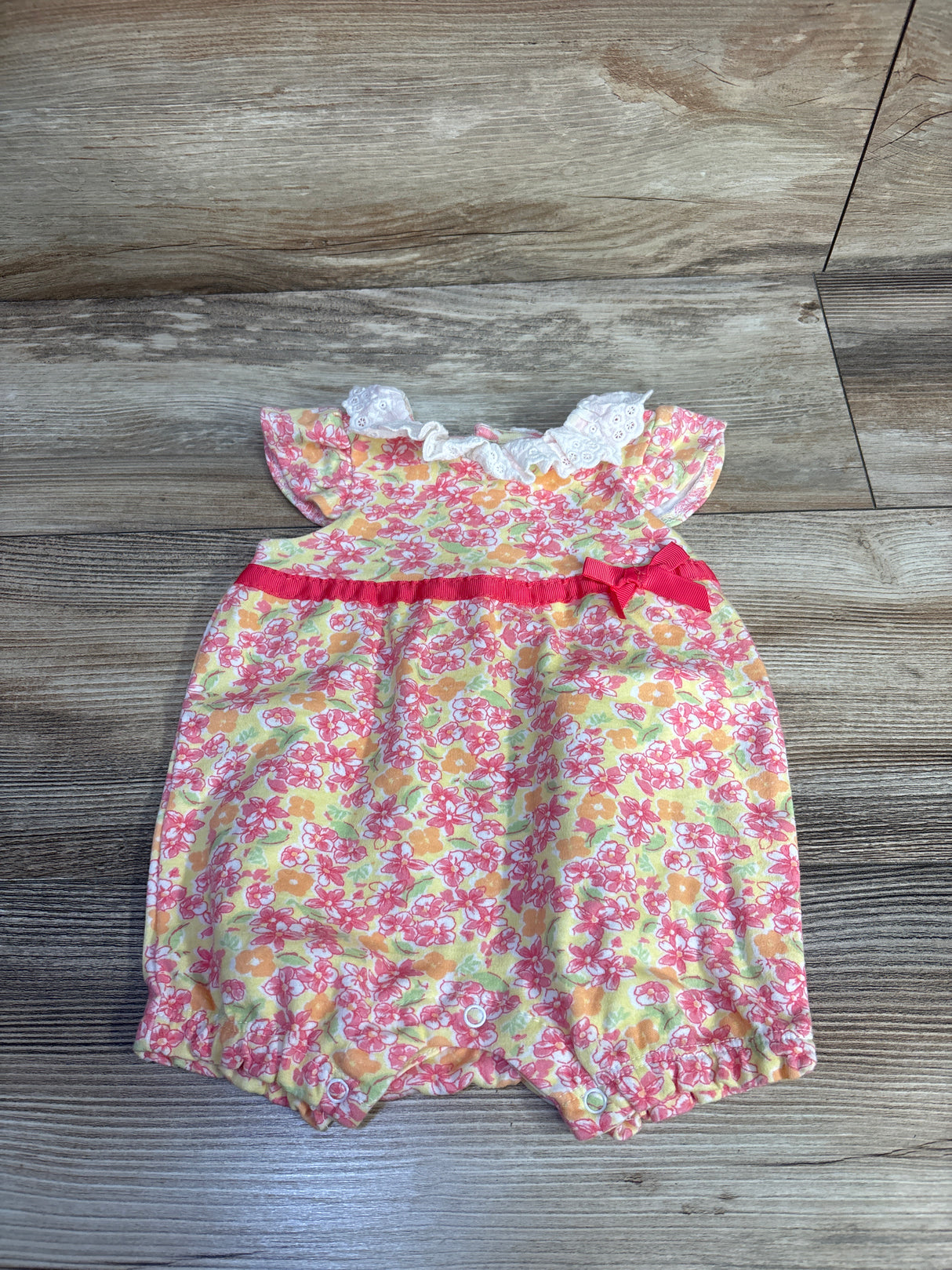 Laura Ashley Floral Shortie Romper Yellow sz 6-9m