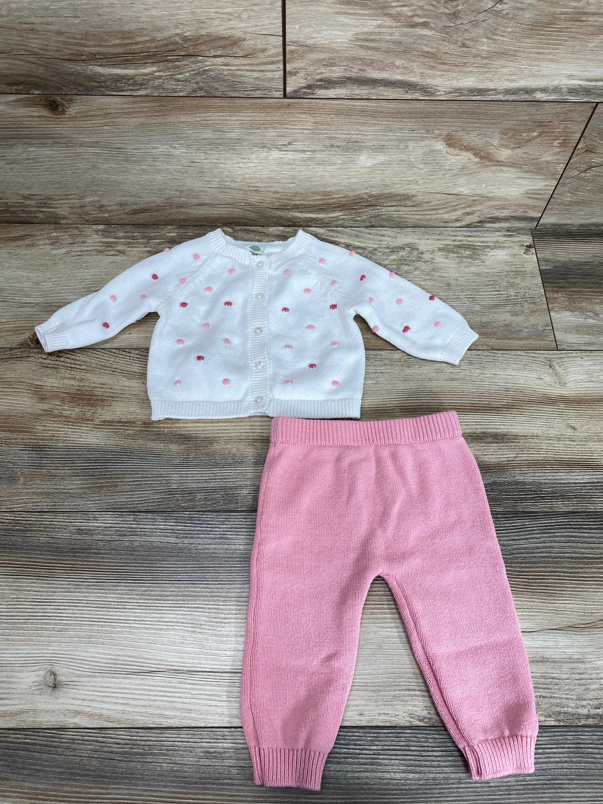 Little Me 2pc Cardigan & Pants White/Pink sz 6m