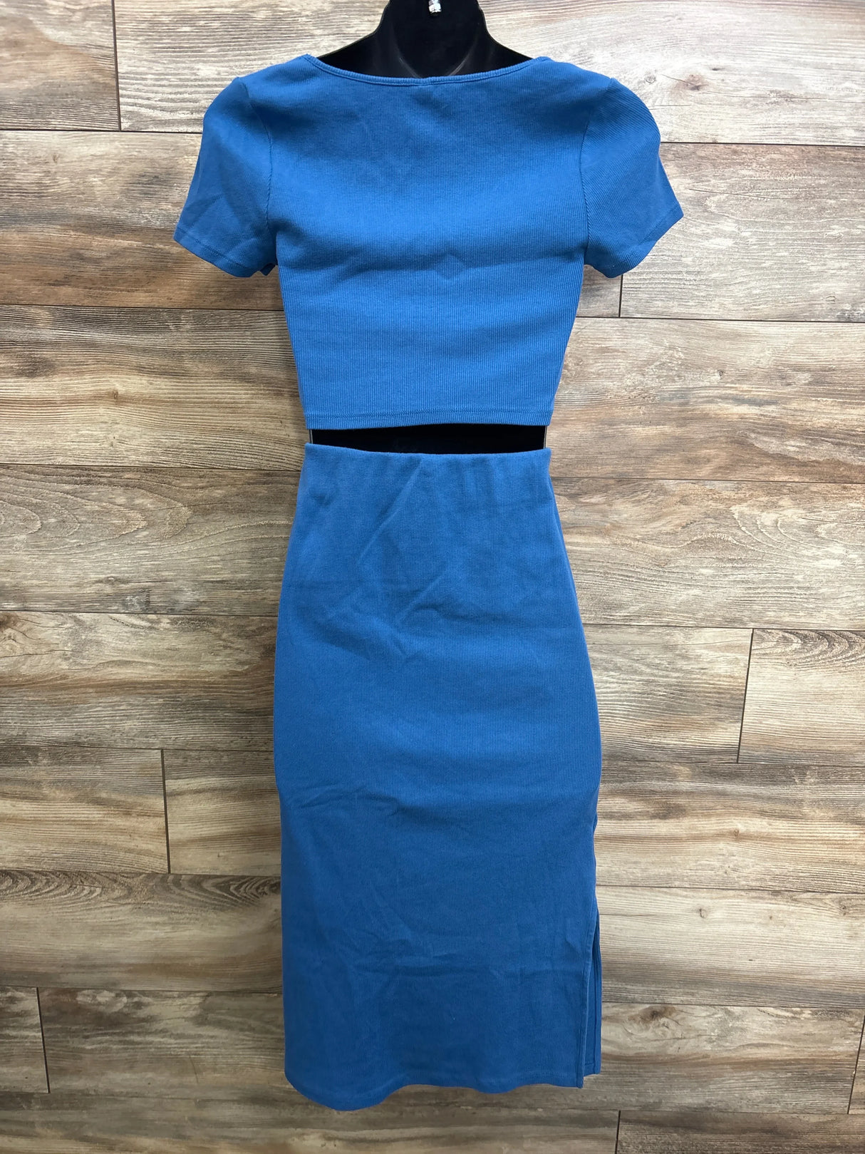 Old Navy Maternity 2pc Rib-Knit Cropped Top and Midi Skirt Set Blue sz Small