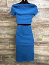 Old Navy Maternity 2pc Rib-Knit Cropped Top and Midi Skirt Set Blue sz Small
