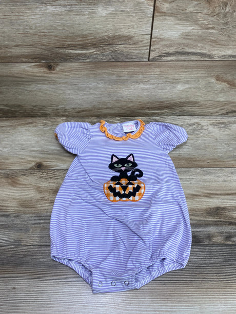Stitchy Fish Scaredy Cat Applique Bubble Romper Purple sz 18m - Me n Mommy To Be