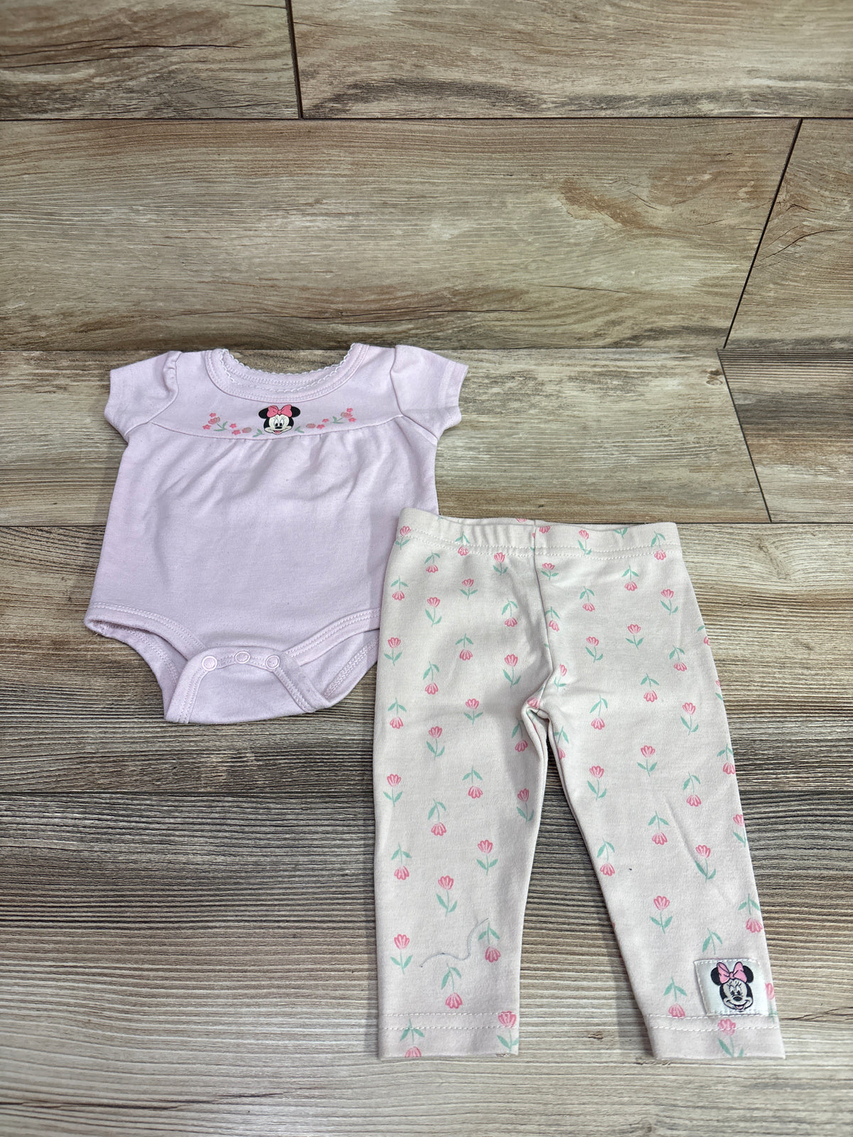 Disney Baby 2pc Minnie Mouse Bodysuit & Pants Set Pink sz 0/3m