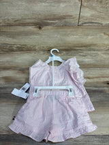 NEW Tommy Hilfiger 2pc Striped Seersucker Shirt & Shorts Set Pink sz 24m