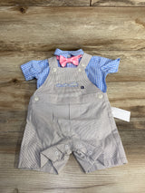 NEW IZOD 3pc Shortall Set Blue/Grey sz 3-6m