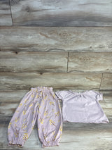 Musli 2pc Ruffled Top & Floral Bottom Set Rose Gold sz 2T