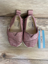 NEW Toms Tiny Alpargata Pink Glitter Sz 4c