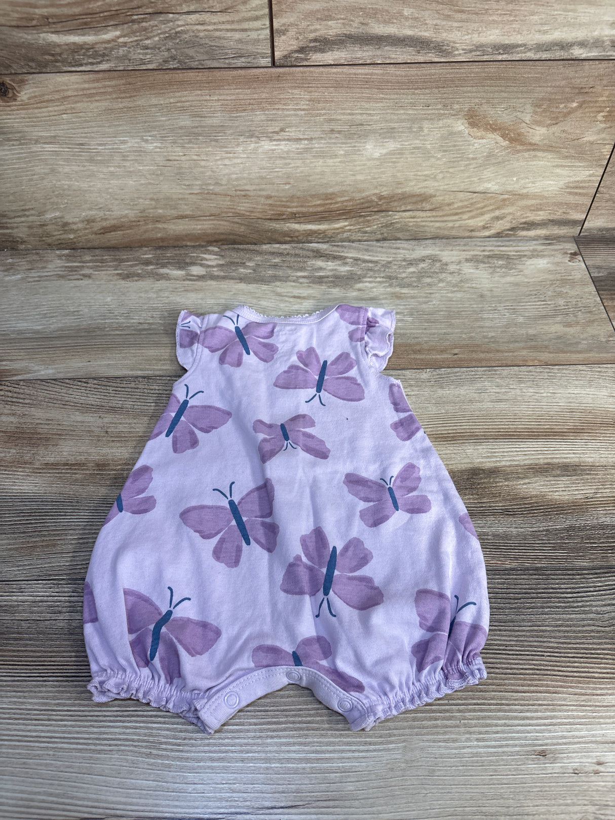 Just One You Button Front Butterfly Shortie Romper Purple sz 3m