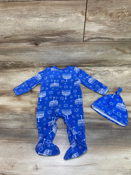 Lila & Jack 2pc Hanukkah Sleeper & Hat Blue sz 0-3m - Me n Mommy To Be