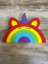 Wooden Unicorn Rainbow Building Blocks