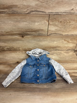 Cat & Jack Hooded Medium Wash Denim Jacket Grey sz 18m