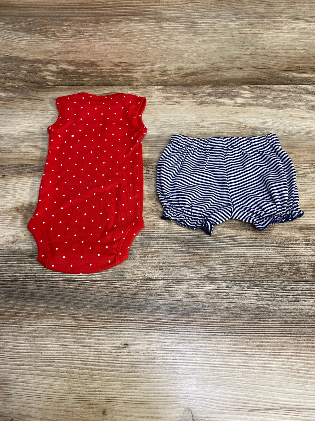 Just One You 2pc Polka Dot Bodysuit & Shorts Red sz Newborn