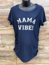 Time & Tru Mama Vibes Ruched Maternity Shirt Navy sz Large
