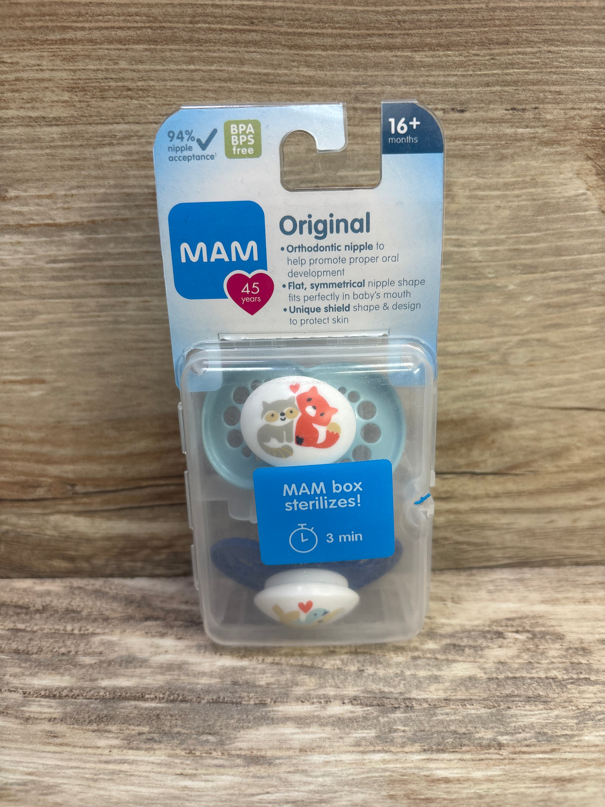 NEW MAM Original 2pk Pacifiers, Navy/Blue 16m+