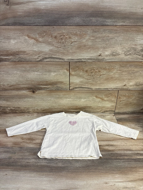 Front view of Zara ivory long-sleeve toddler shirt (3T) showcasing crew neck and long sleeves on light background