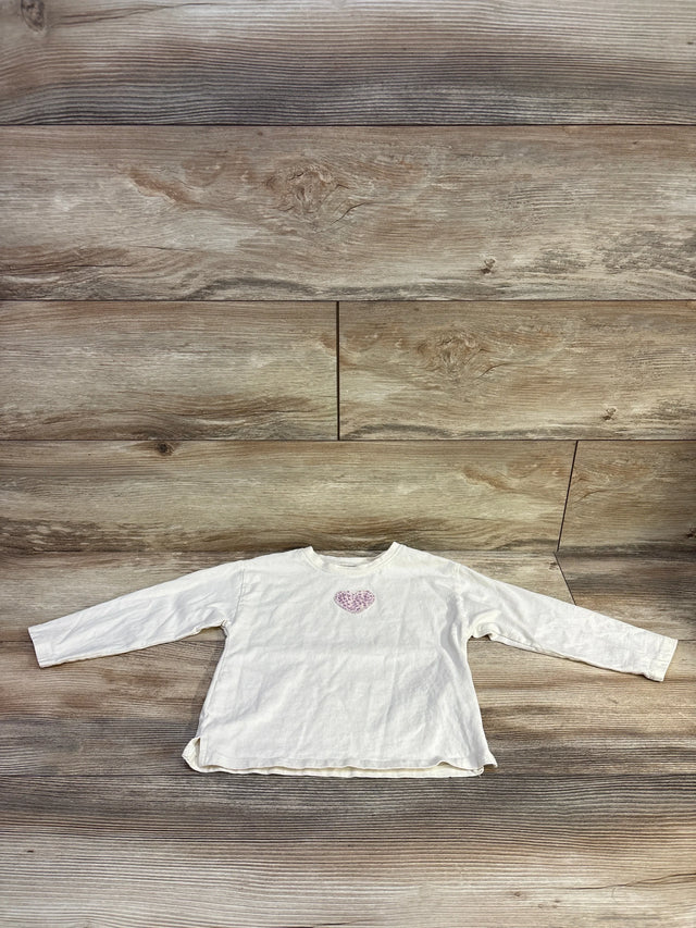 Front view of Zara ivory long-sleeve toddler shirt (3T) showcasing crew neck and long sleeves on light background