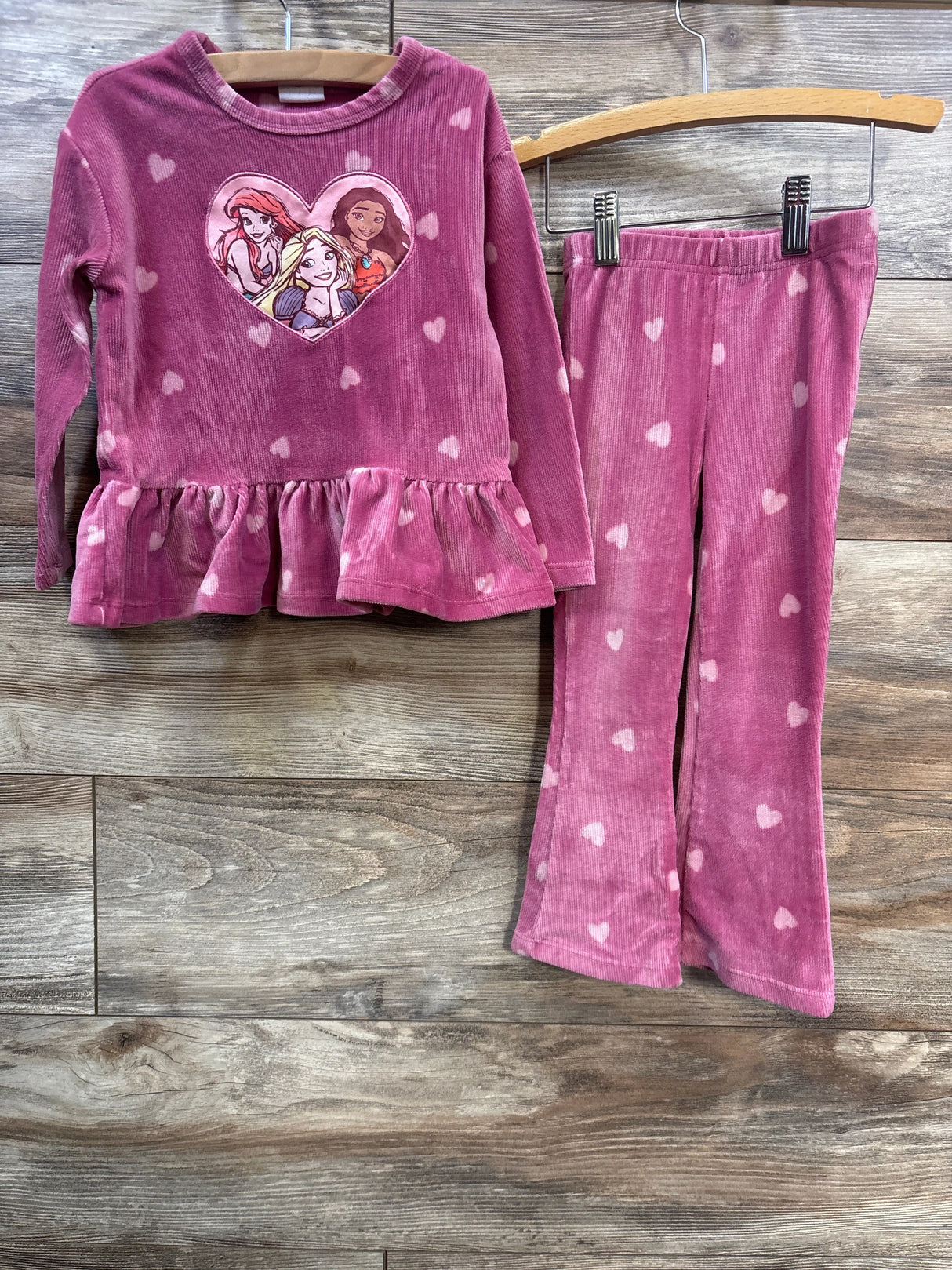 Disney Princess 2pc Cord Peplum Top & Pant Set Pink sz 2T