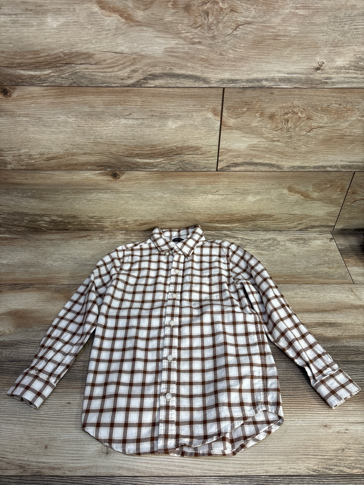 Janie & Jack Plaid Flannel Shirt Ivory sz 5
