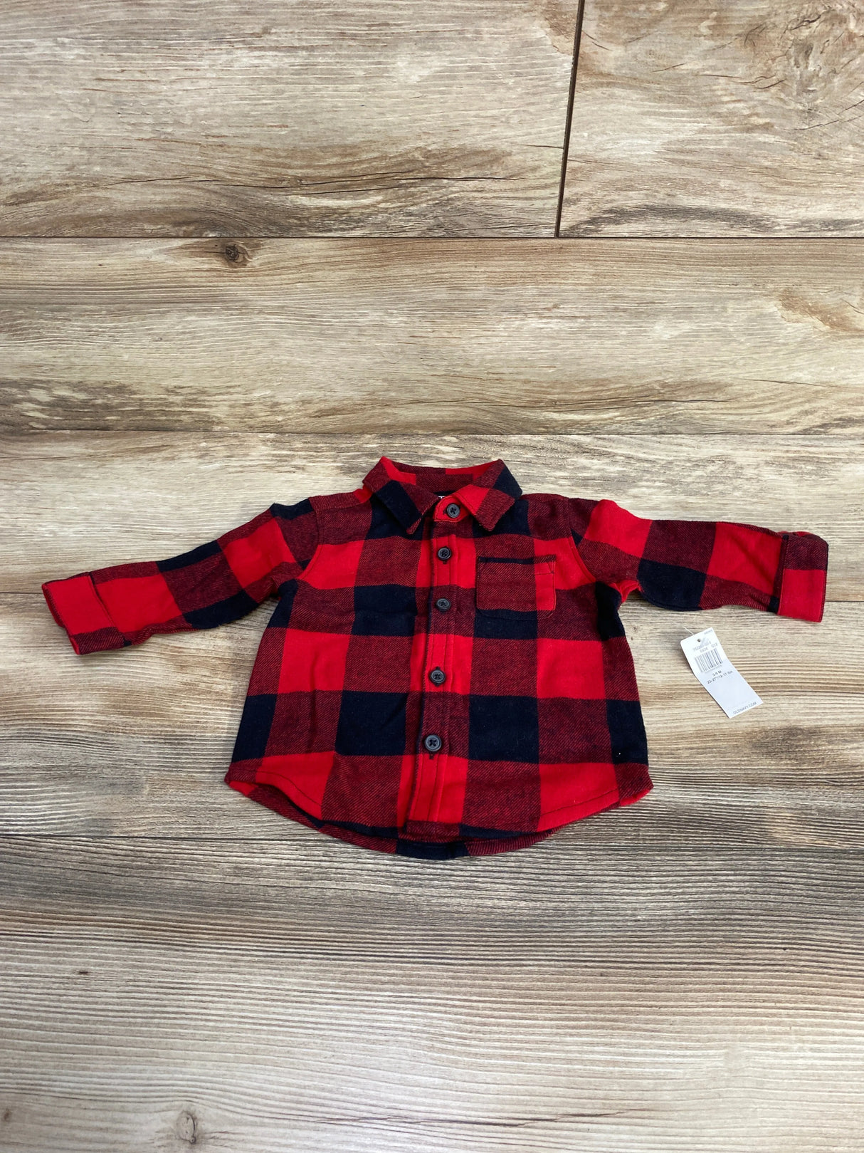NEW Old Navy Buffalo Plaid Button Up Shirt Red sz 3-6m