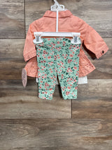 NEW Little Lass 3pc Floral Jacket Set Green sz 0-3m