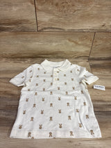 New white Me n Mommy To Be bunny print pique polo shirt for toddlers