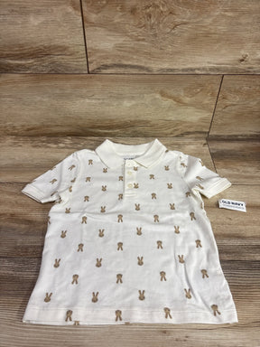 New white Me n Mommy To Be bunny print pique polo shirt for toddlers