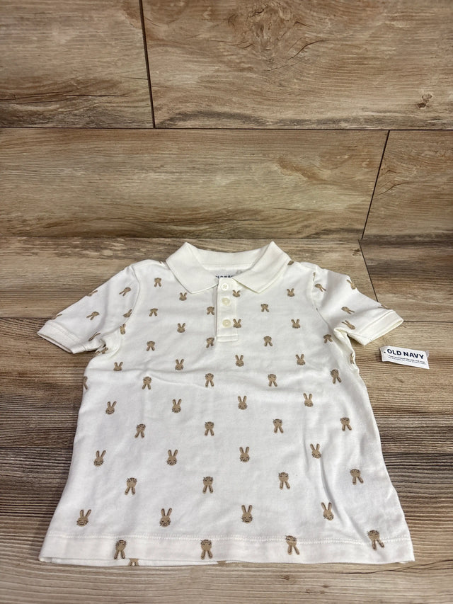 New white Me n Mommy To Be bunny print pique polo shirt for toddlers