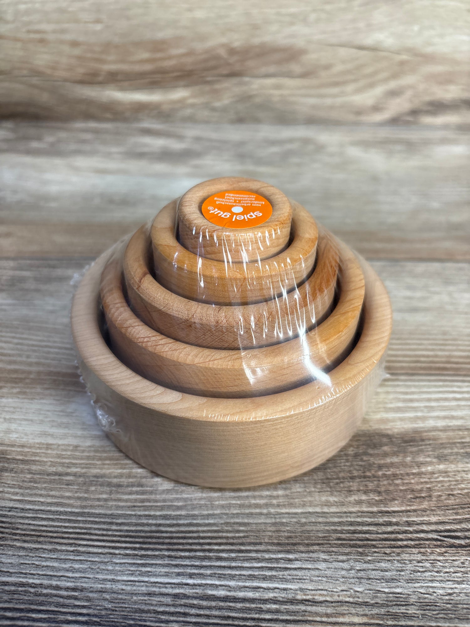 NEW Grimm's Set of Bowls Natural Wood 5pc